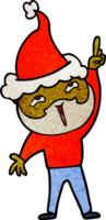 textured cartoon of a happy bearded man wearing santa hat png