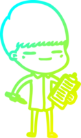 desenho de linha de gradiente frio desenho animado menino presunçoso com prancheta png