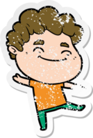 distressed sticker of a cartoon friendly man png