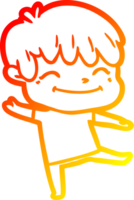 linha de gradiente quente desenhando menino de desenho animado feliz png