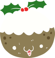 cute flat color style cartoon christmas pudding png