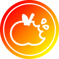 pomme mordue circulaire dans le spectre de gradient chaud png