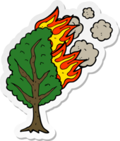 Aufkleber eines brennenden Cartoon-Baums png