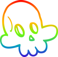 rainbow gradient line drawing cartoon halloween skull png