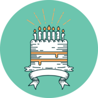 icon of tattoo style birthday cake png