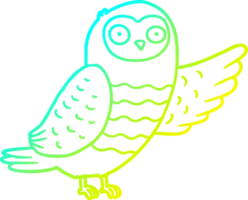 cold gradient line drawing cartoon owl pointing png