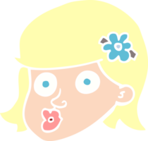 flat color illustration cartoon face of a girl png