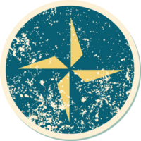 bedrövad klistermärke tatuering stil ikon av en stjärna symbol png