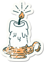 grunge sticker of tattoo style spooky melting candle png