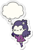 cartoon vampire and thought bubble as a printed sticker png