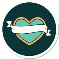 tattoo style sticker of a heart and banner png