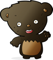 tecknad serie svart björnunge vinka png