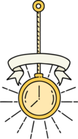banner with tattoo style gold pocket watch png