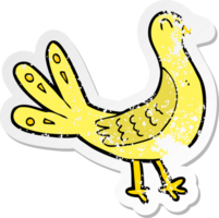 Retro beunruhigter Aufkleber eines Cartoonvogels png