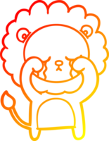 ligne de gradient chaud dessinant un lion de dessin animé qui pleure png