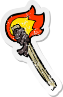 retro distressed sticker of a cartoon burning torch png