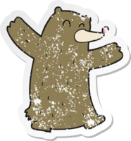 retro nödställd klistermärke av en tecknad björn png