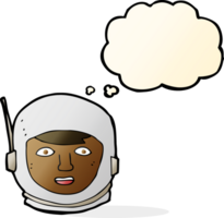 Cartoon-Astronautenkopf mit Gedankenblase png