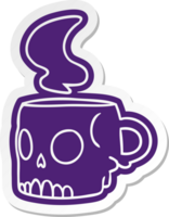 cartoon sticker of a skull mug png