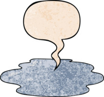cartoon puddle of water and speech bubble in retro texture style png