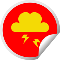 circular peeling sticker cartoon thunder cloud png