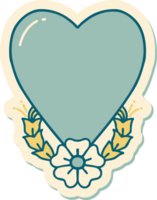 tattoo style sticker of a heart and flower png