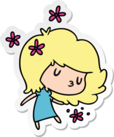 sticker cartoon of a cute kawaii girl png