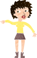 mujer amable de dibujos animados saludando png