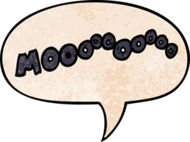 dessin animé moo bruit et bulle de dialogue dans un style de texture rétro png