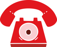 flat color retro cartoon red telephone png