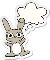 süßer Cartoon Hase und Gedankenblase als bedruckter Sticker png