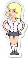 sticker of a cartoon woman with hands on hips png