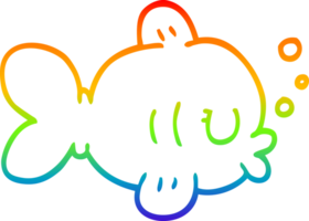 rainbow gradient line drawing funny cartoon fish png