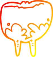 warm gradient line drawing cartoon tooth png