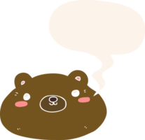 urso de desenho animado e bolha de fala em estilo retrô png