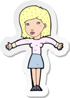 sticker of a cartoon woman shrugging shoulders png