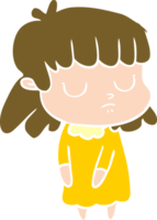 femme indifférente de dessin animé de style plat couleur png