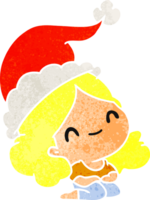 kerst retro cartoon van kawaii girl png