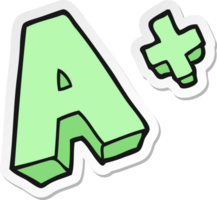 sticker of a cartoon A grade symbol png