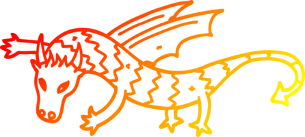 desenho de linha de gradiente quente desenho de dragão voador png