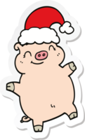 adesivo di un maiale di natale felice cartone animato png