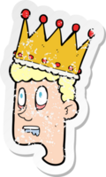 retro distressed sticker of a cartoon idiot prince png