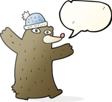 discurso bolha desenho animado Urso vestindo chapéu png