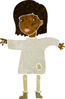 cartoon woman in patched clothing png