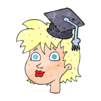 textured cartoon graduate woman png