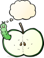 cartoon bug eating apple with thought bubble png