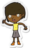 sticker of a cartoon boy with positive attitude png