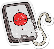 distressed sticker of a cartoon mobile phone device png