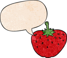 cartoon strawberry and speech bubble in retro texture style png