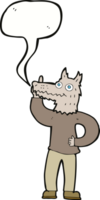 hombre lobo de dibujos animados con idea con burbujas de discurso png